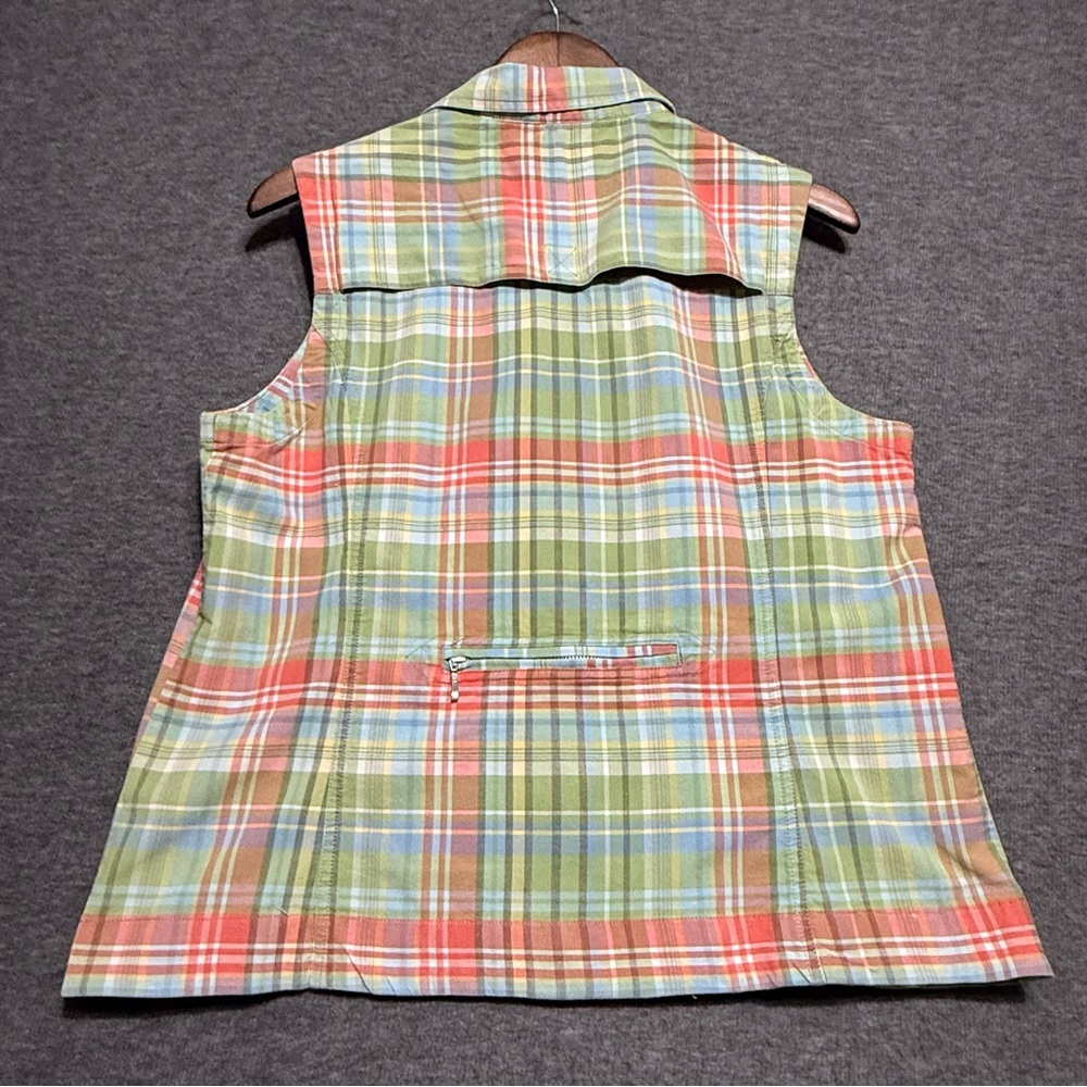 Christopher & Banks Plaid Sleeveless Zip Up Shirt Stretch Size XL - Picture 4 of 10
